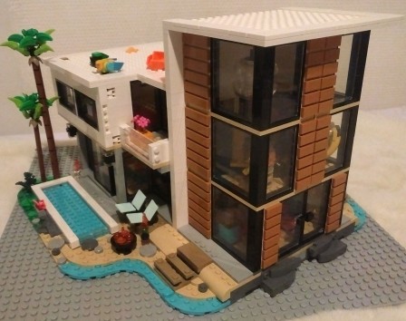 Lego double maison moderne vue de trois-quart